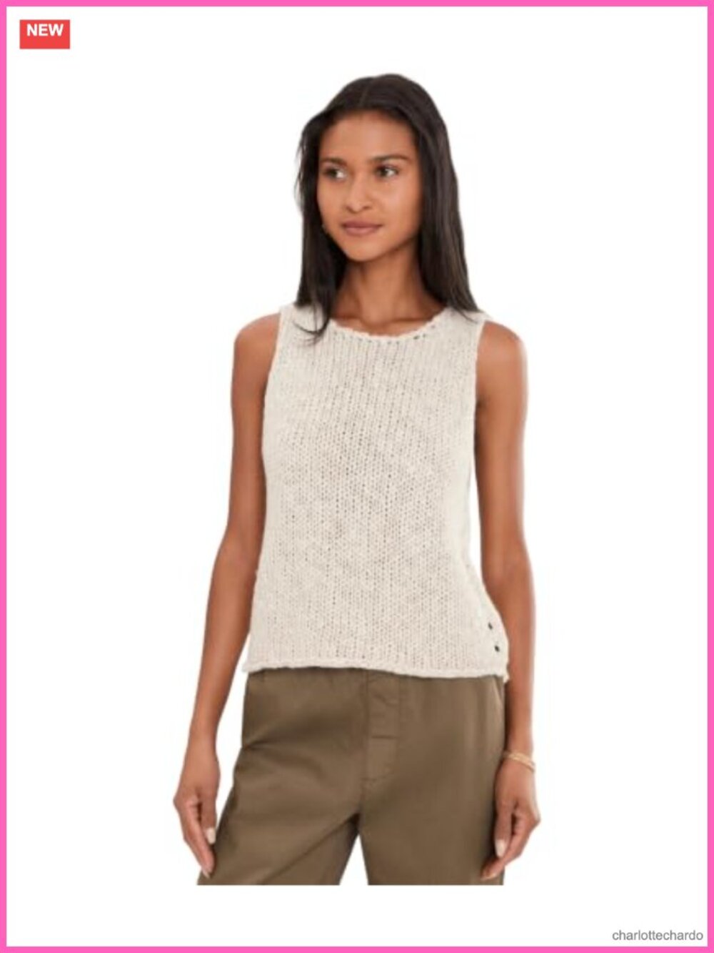Relaxed Boxy Knit Tank Top - Lightweight Cotton Blend